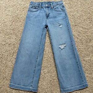 Old Navy Light Blue Distressed Wide Leg Jeans